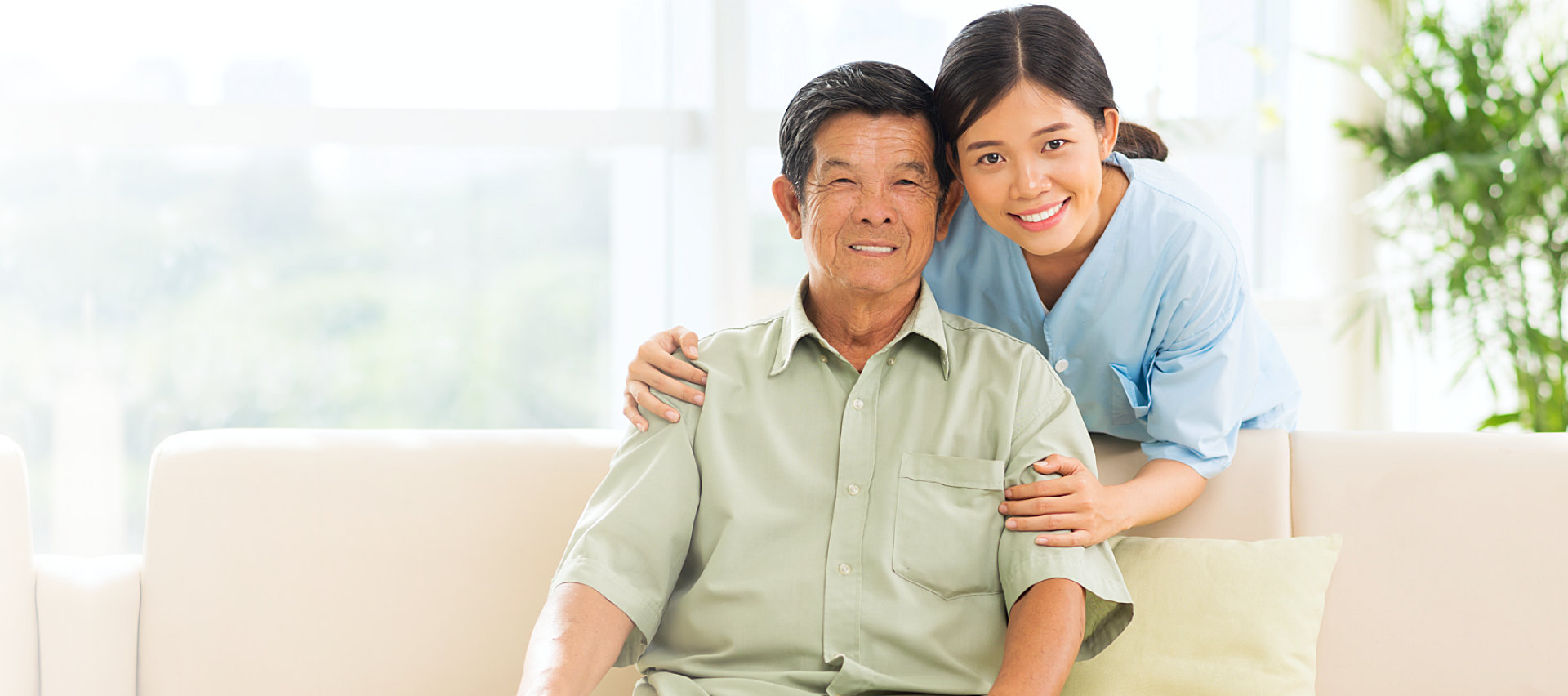 portrait of an elder man and a nurse