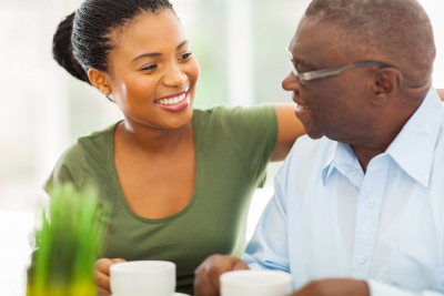 elder man with caregiver